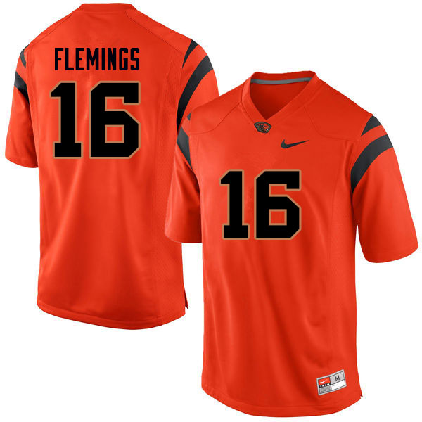 Men #16 Champ Flemings Oregon State Beavers College Football Jerseys Sale-Orange